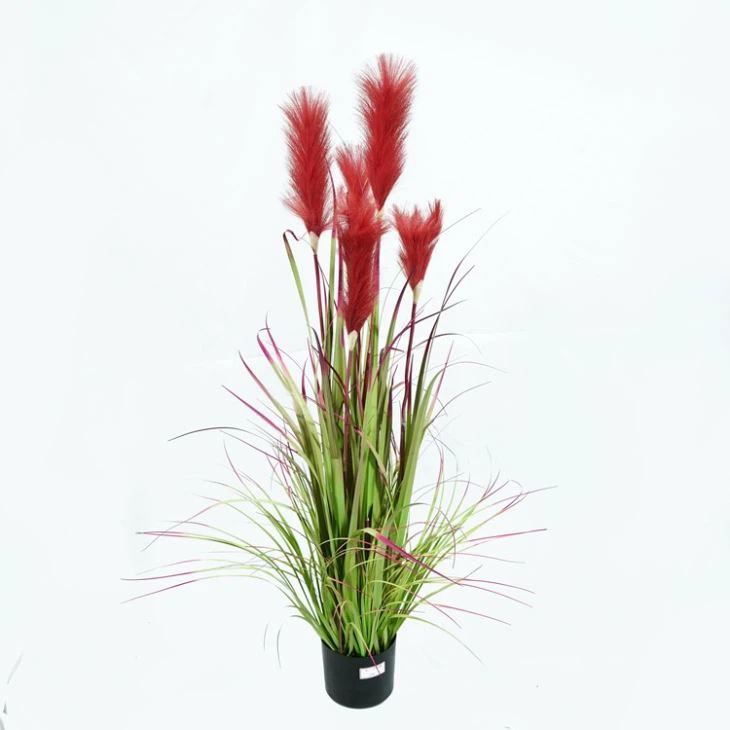 6 Feet High Artificial Reed Plant With White Decorative Flowers