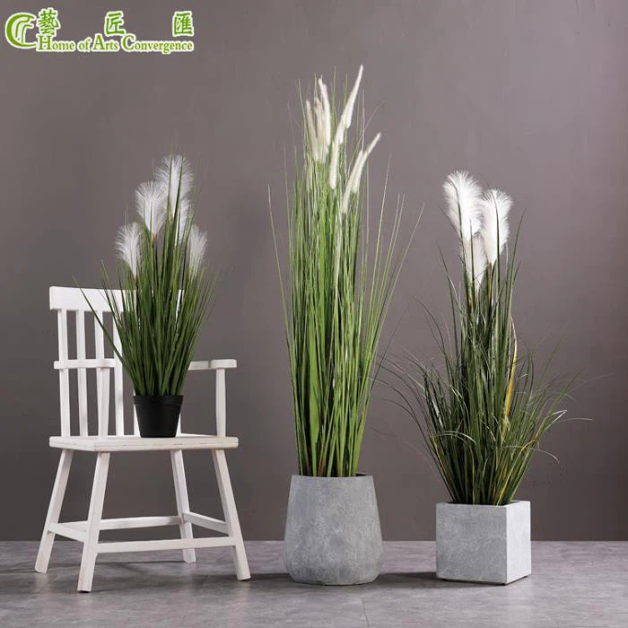 6 Feet High Artificial Reed Plant With White Decorative Flowers